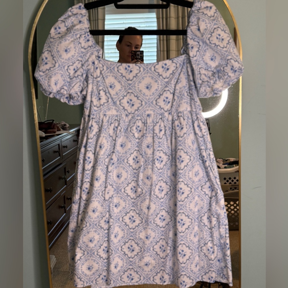 ANTONIO MELANI and Born on Fifth Blue and White Chintz Floral Dress